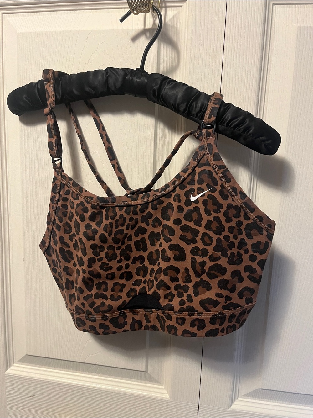 Nike Leopard Print Brown & Black Strappy Sports Bra